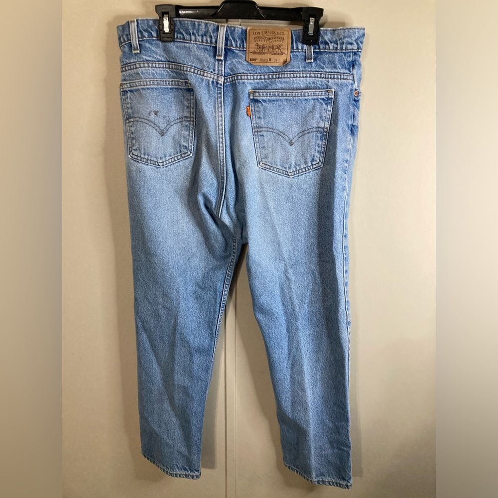 Vintage Levi 505 Jeans Men's 38x30 Orange Tab Denim Straight Leg